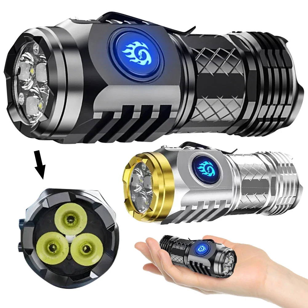 Typ-C wiederauf ladbare wasserdichte Taschenlampe LED Arbeits licht leistungs starke Hand taschenlampe kleine LED-Taschenlampe für den Notfall im Freien