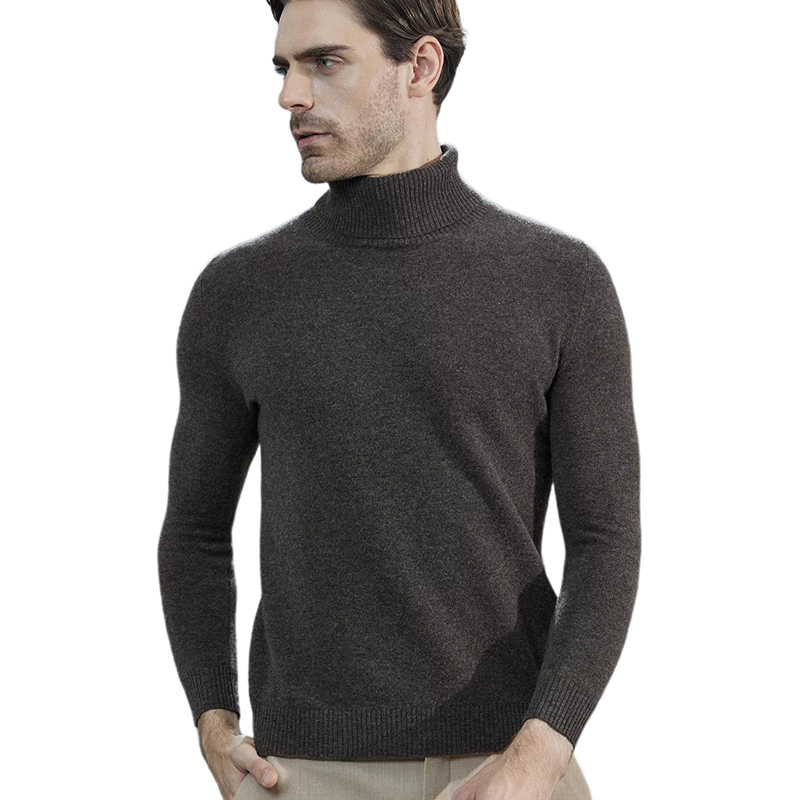Homens blusas de malha camisola de caxemira 100% lã merino gola alta manga longa pulôver grosso inverno outono masculino jumpers roupas