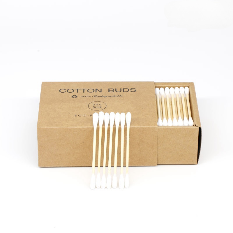 200 Pcs/Box Double Head Bamboo Cotton Buds Wood Stick Cotton Swab For Makeup , Nose Ear Cleaning , Pet Care , Art & Crafts