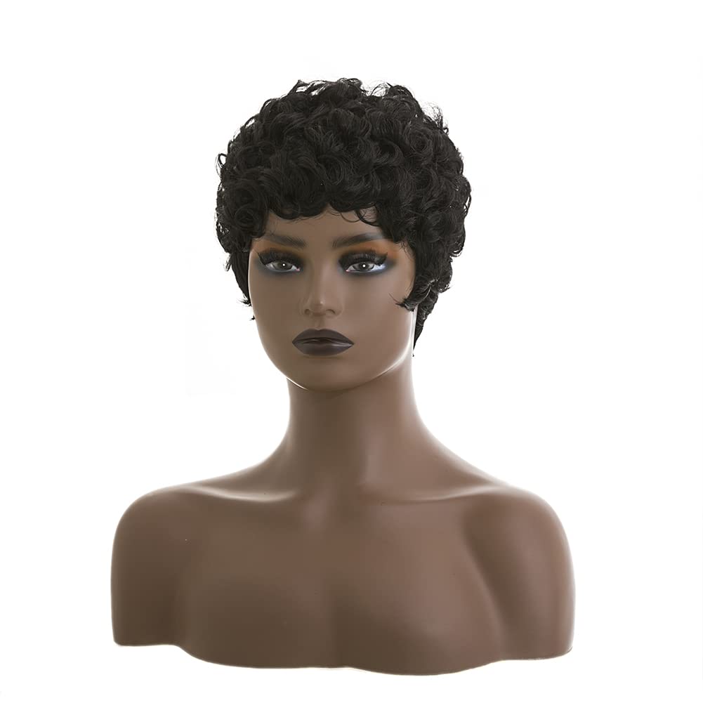 Short Pixie Cut Wigs for Black Women Synthetic Hair Afro Pixie Wig Black Color Short Wigs for Black Women Short Curly