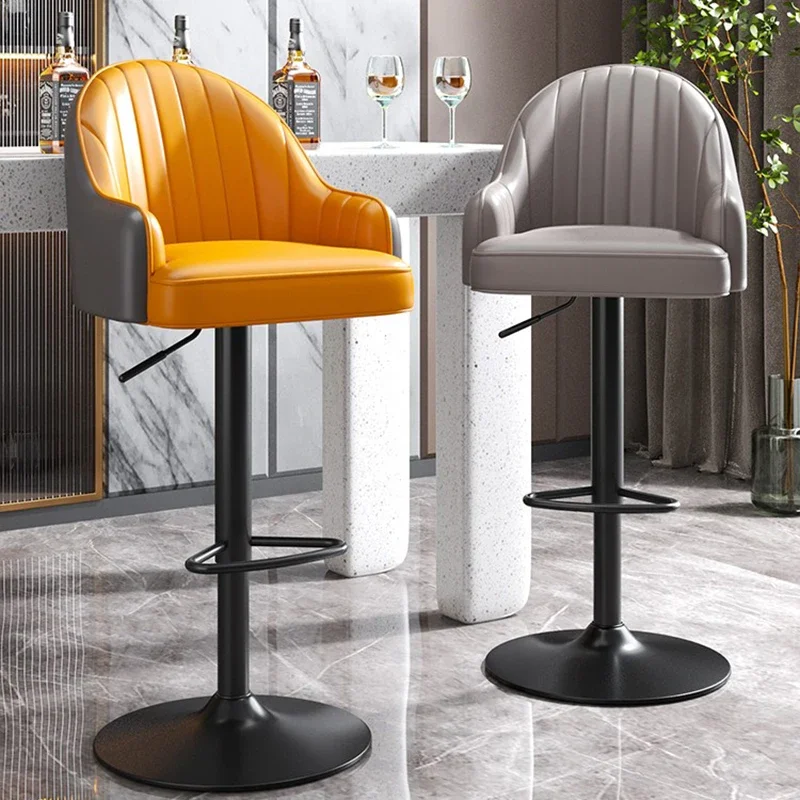 Cadeiras de bar giratórias nórdicas, luxuosas, couro pu, modernas, para recepção, escritório, design minimalista, móveis de bar, barkrukken llbc