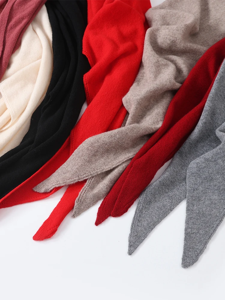 100% lã de malha grande triângulo xales cachecol feminino outono inverno macio quente elegante capa poncho multi-funcional pashmina