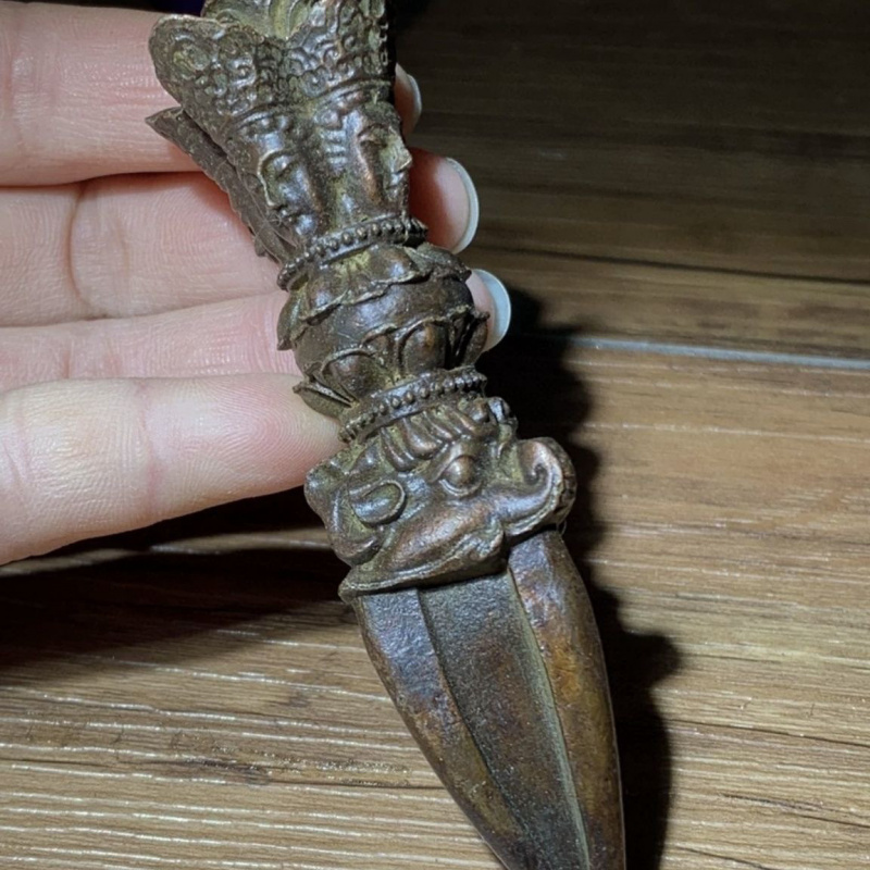 Tibetan Area Return Old Copper Solid Vajra Pestle Antique Handheld Small Ornament Collectible