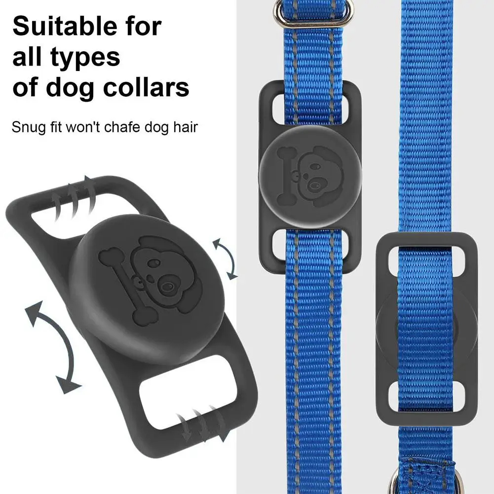 Sarung pelindung silikon untuk airtag Pet Dog Positioning Tracker penutup kerah pelindung antihilang I6a3