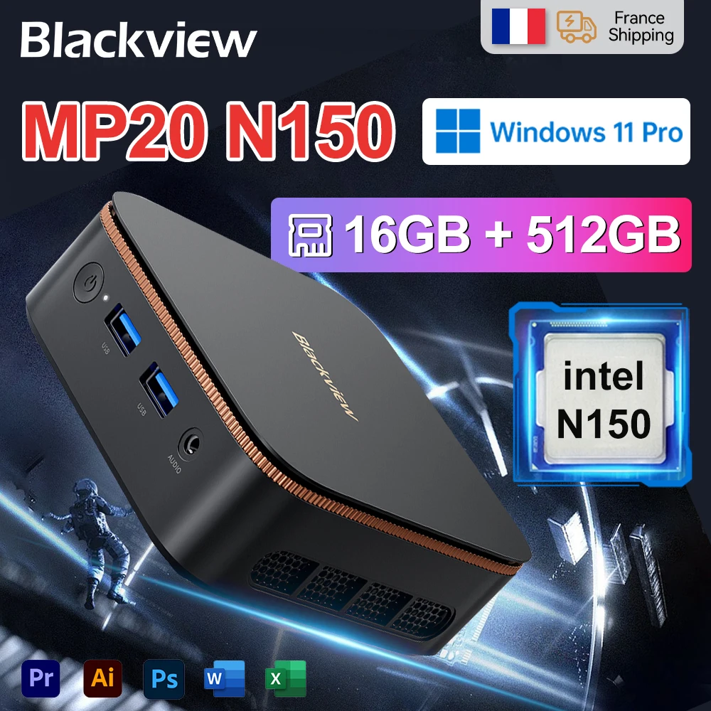 Mini PC Blackview MP20 Intel Twin Lake N150 do 3.6GHz 16GB DDR4 512GB SSD 4 Rdzenie 4 Wątki Windows 11 Pro Komputer Stacjonarny