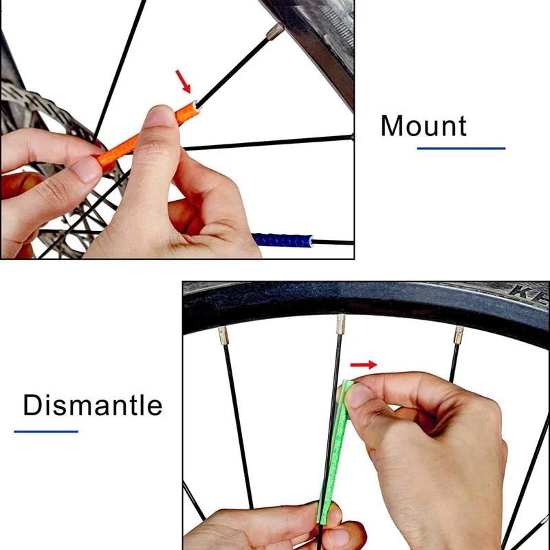 自転車ホイールスポーク反射ステッカー、DIYチューブストリップ、警告灯、MTBサイクリングリフレクター、安全キット、7.5cm、バッグあたり12個