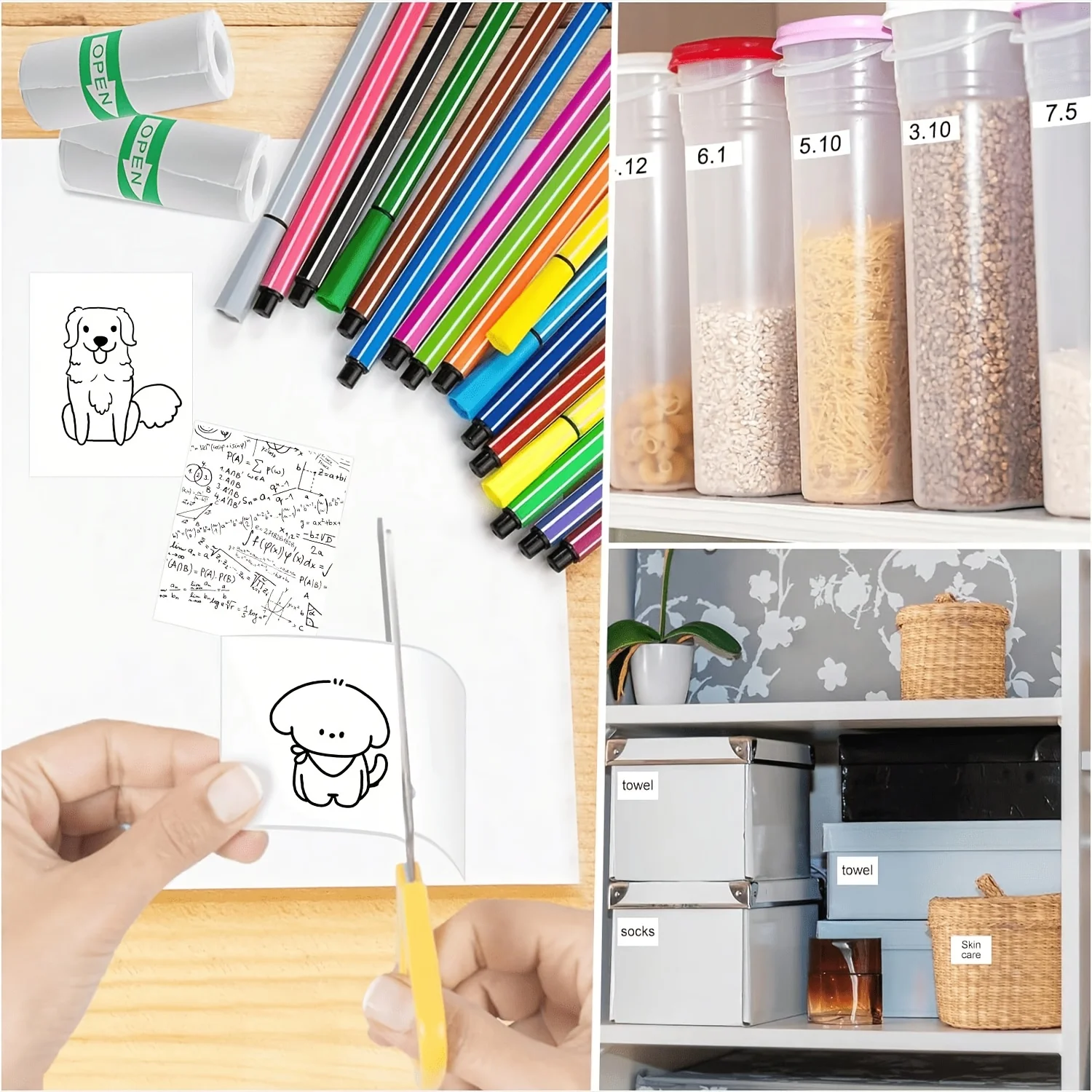 20 Rolls White Thermal Sticker Paper Self-Adhesive Mini Printer Refills for Photos/Checklists/Notes Black Text Printing 57x25mm