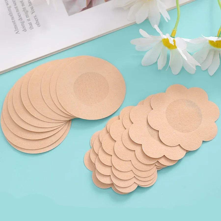 100 Pc Doek Tepel Cover Speen Verbergen Vrouwen Wegwerp Tepel Pasteitjes Stuk Borst Bloemblaadjes Onzichtbare Beha Padding Borst Sticker Patch