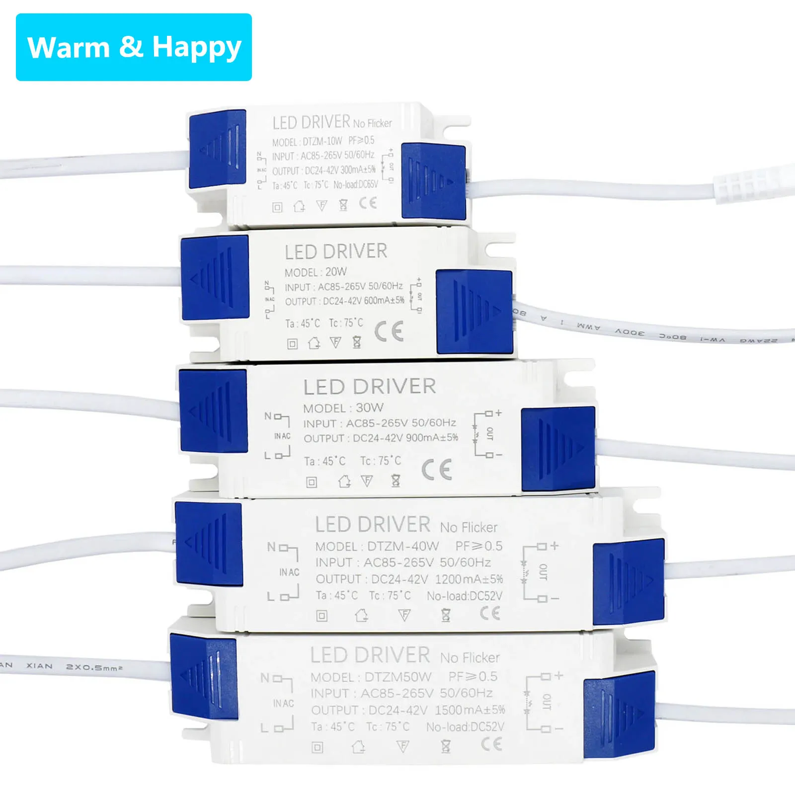 Cấp Nguồn Đèn LED Adapter 10W 20W 30W 40W 50W Chiếu Sáng Biến Hình DC24-42V AC85-265V Panel dùng Cho Đèn Led Driver Không Nhấp Nháy