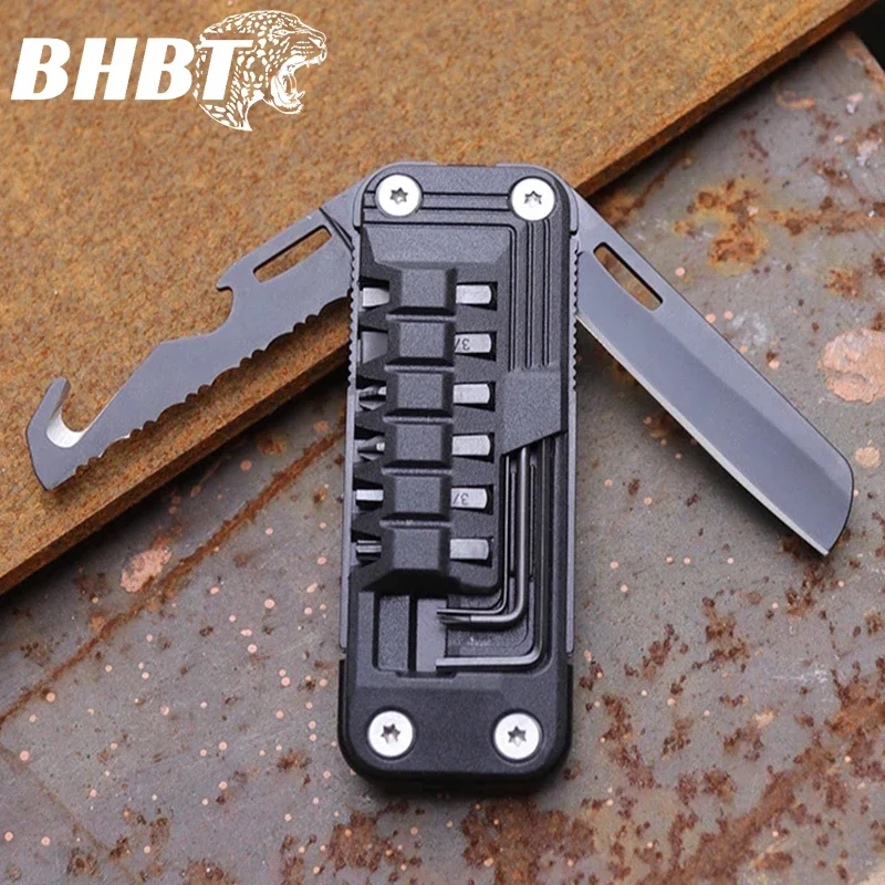 BHBT Mini cuchillo plegable multiherramienta EDC herramienta de destornillador para acampar al aire libre reparación del hogar herramientas multifuncionales regalos para hombres