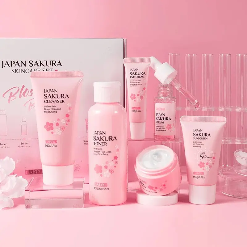 Sakura-スキンケアキット,クリーナー,トナー,セラム,アイクリーム,エッセンス,サンスクリーン,美容ギフト,日本
