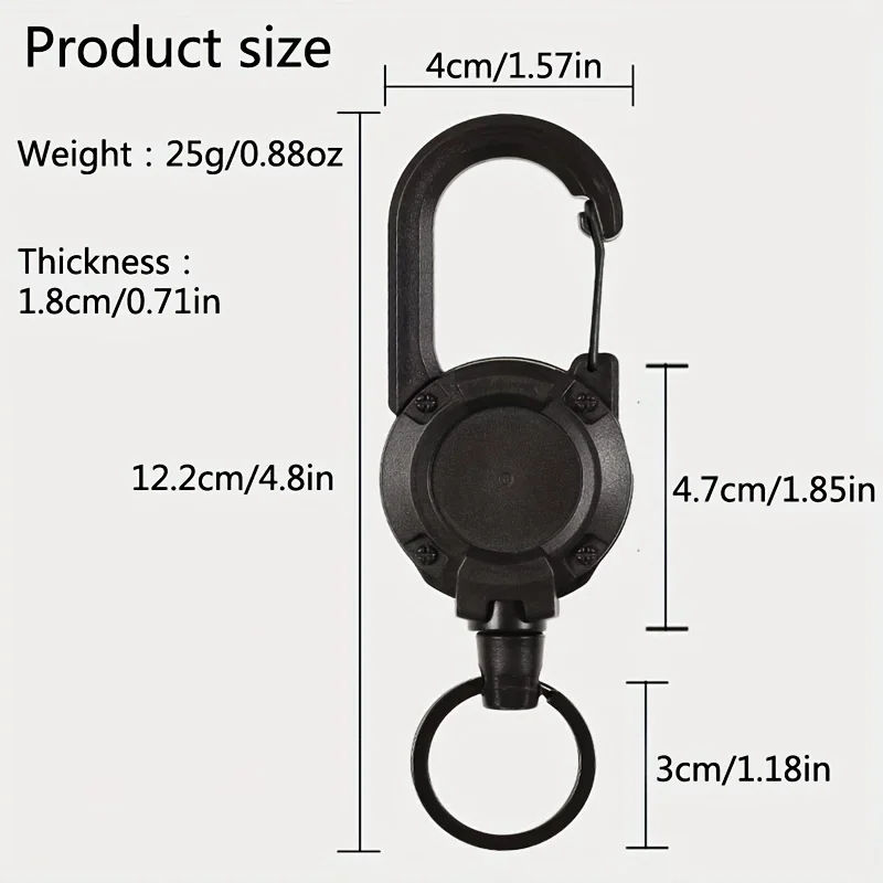 1/2/4 pçs extensíveis suportes retráteis chaveiro crachá carretéis clipe resistente com mosquetão chaveiro para homens sacos ao ar livre