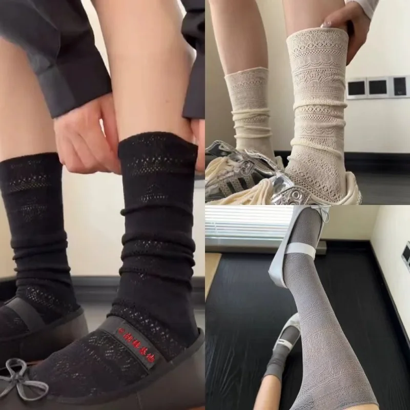 Calcetines finos de Lolita para mujer, medias de algodón suave, transpirables, estilo japonés, malla Jk