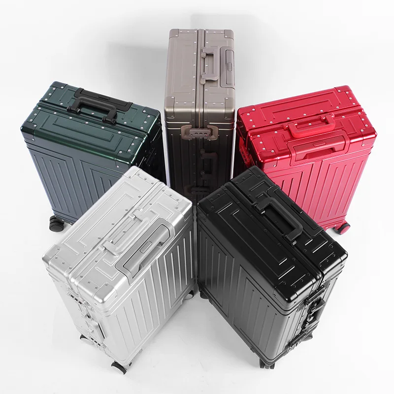 Langlebige Gepäcksets mit 2024 Kapazität, 100 % Aluminium, Kofferräder, Damen, Mädchen, Herren, Handgepäck, Boarding, Reisen, 20/24/26/28