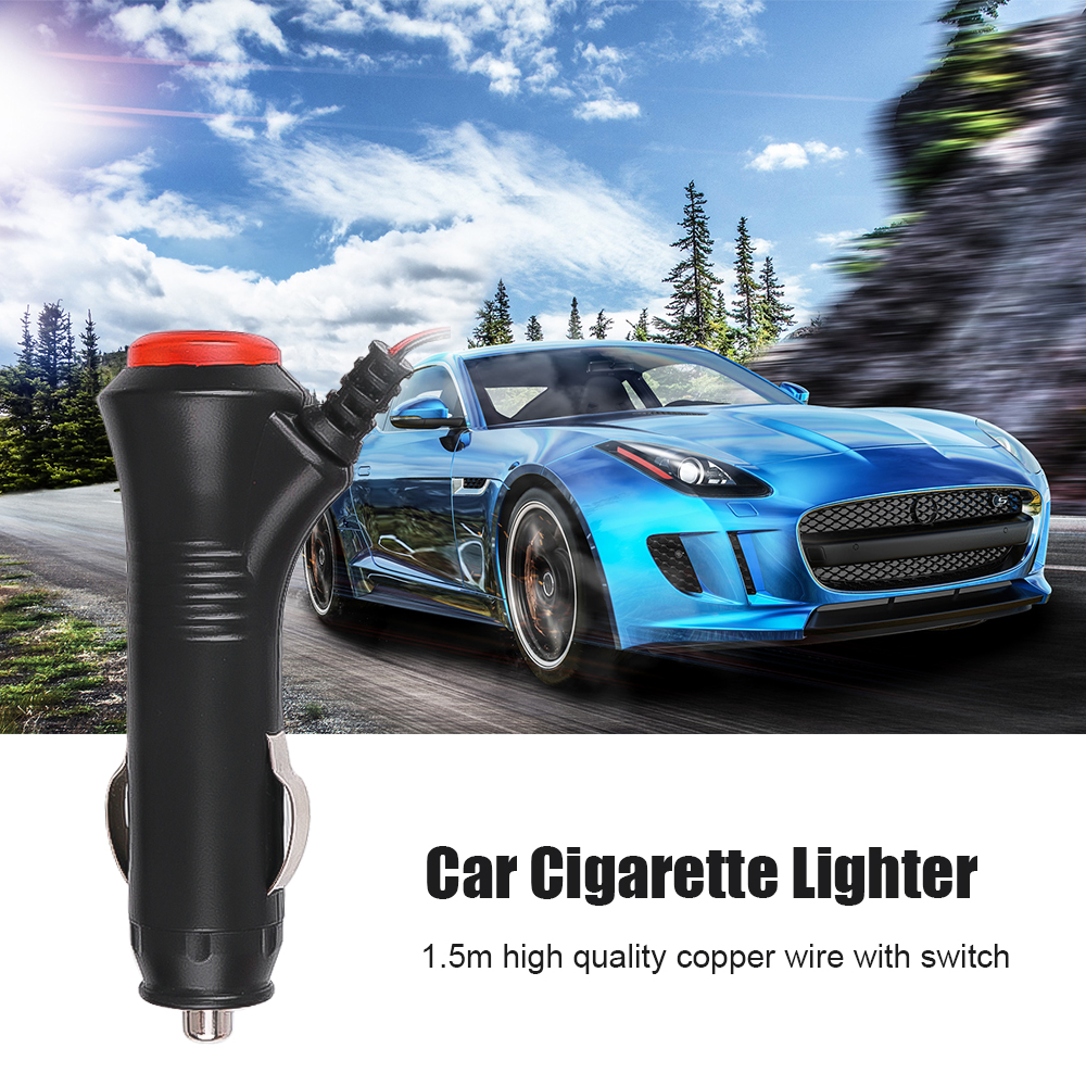 Auto Sigarettenaansteker Plug Connector 1.5 Meter Kabel 12V 24V Autolader Aan Uit Schakelaar Universeel voor Auto Licht