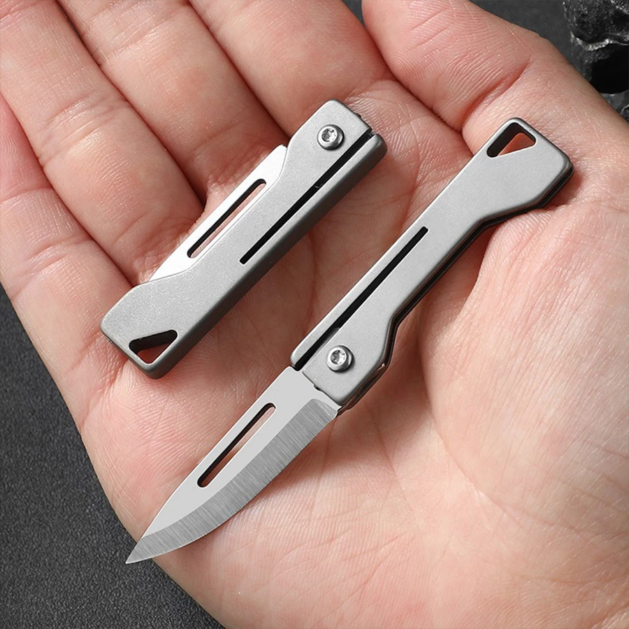 EDC Titanium Folding Knife Mini Keychain Knife Carrying Pocket Knife Unpacking Express Knife Fruit Knife