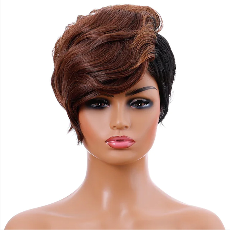 HAIRJOY Peluca recta corta de pelo sintético para mujeres afroamericanas