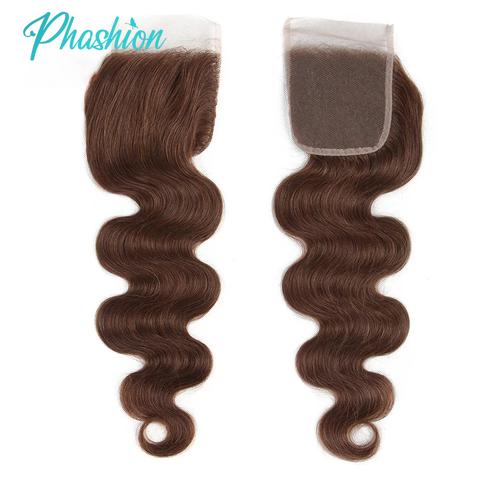 PHFASHION-滑らかなナチュラルレミーヘア,4x4,5x5,13x4,26インチ,28インチ,透明なレースキャップ,茶色のチョコレートボディ