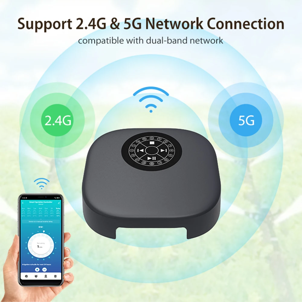 Controlador inteligente de aspersores con WIFI, sistema de riego automático con temporizador de agua para jardín, Tuya, Alexa y Google, 2,4G, 5G, 16 zonas