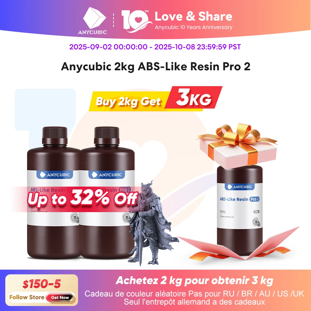 Anycubic Abs Pro 2 Hars 405nm Lichtgevoelige Polyresin Hoge Precisie Met Minimale Krimp Voor Lcd 3d-printer
