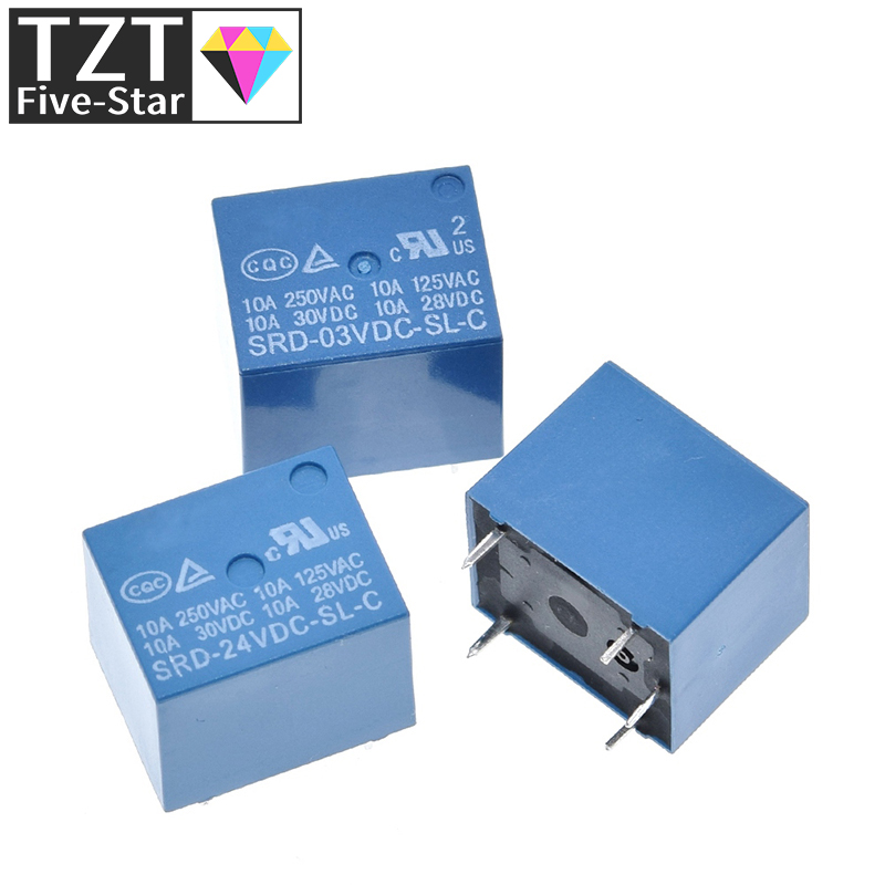 TZT Relays SRD-03VDC-SL-C SRD-05VDC-SL-C SRD-06VDC-SL-C SRD-09VDC-SL-C SRD-12VDC-SL-C 3V 5V 6V 9V 12V 24V 48V 10A 250VAC 5PIN