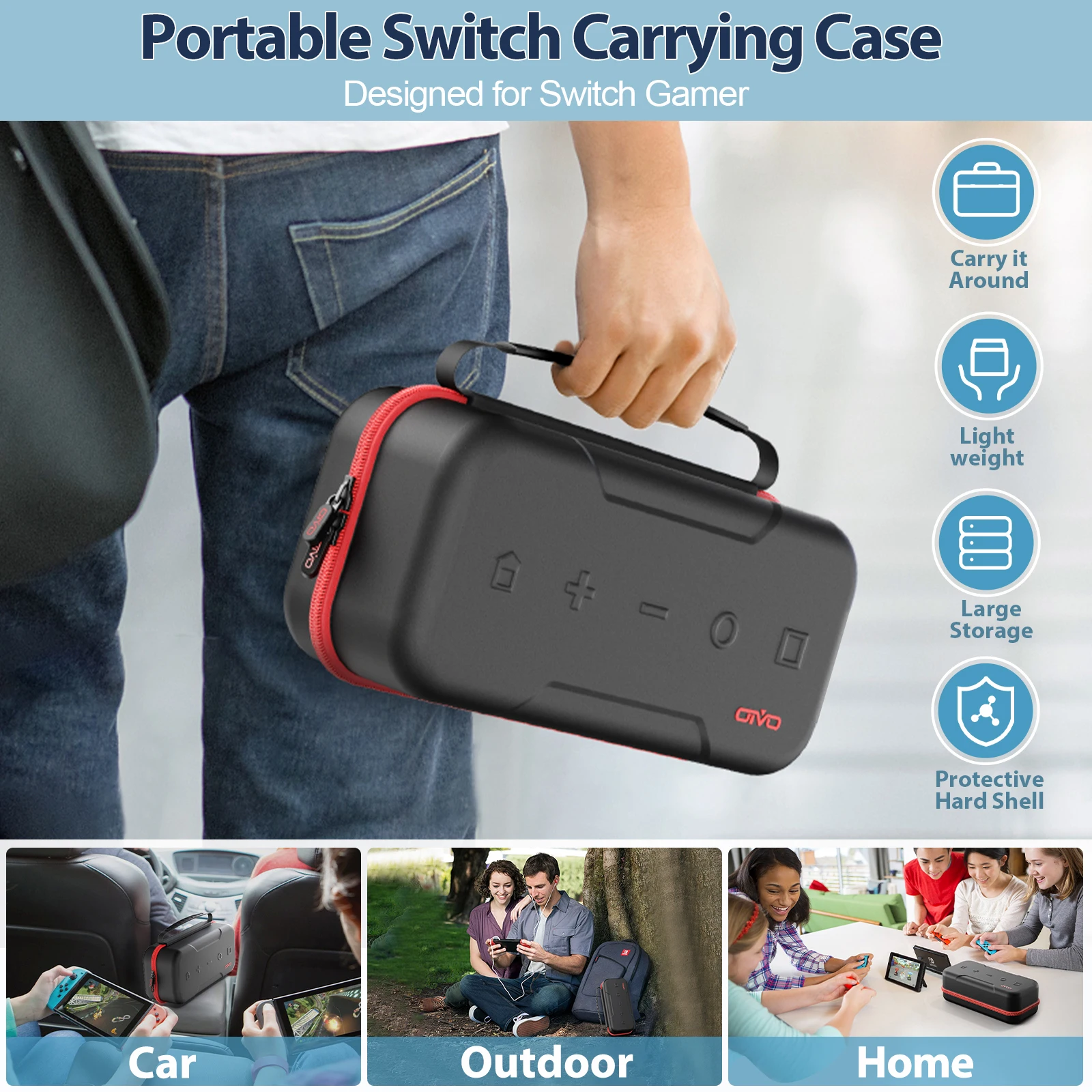 OIVO Large Storage Bag for Switch Portable Carrying Protective Case Anti-Scratch Waterproof Travel Bag for Nintendo Switch OLED