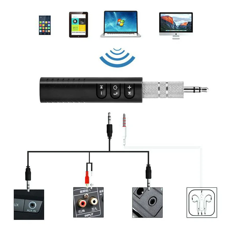 Không Dây Bluetooth 5.0 Bộ Thu Tín Hiệu Jack Cắm 3.5Mm Cho Xe Hơi Âm Nhạc Âm Thanh Aux A2dp Tai Nghe Reciever Tay Nghe
