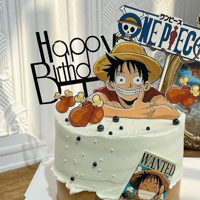 7 個ワンピースルフィケーキトッパーアニメ少年少女の誕生日ケーキデコレーションケーキフラグパーティー用品子供の誕生日ベビーシャワー