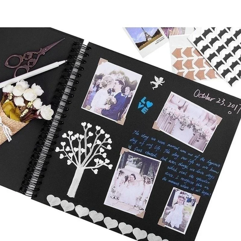 1PC 사진 앨범 스크랩북 종이 DIY 공예 앨범 결혼 기념일 선물을위한 스크랩북 그림 앨범 메모리 책