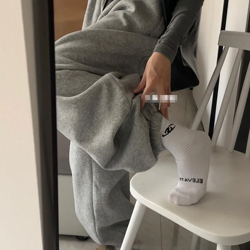 厚みのあるフリース裏地ルーズフィットメンズスウェットシャツパンツ2025年春カジュアルスタイルユーストレンドその他の素材100%