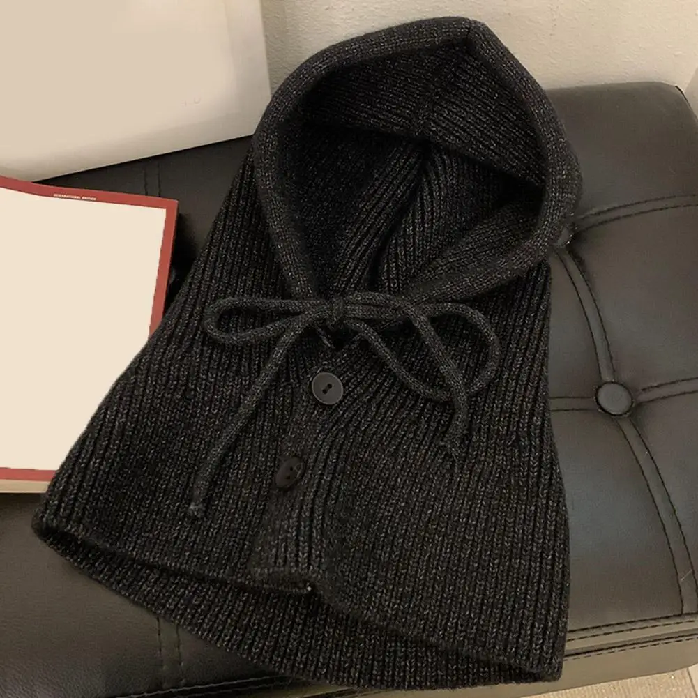 Conjunto de sombreros y bufanda de invierno de Corea 2024, bufanda con botón, pasamontañas, conjunto de cuello cálido, jersey de lana tejido para mujer, sombrero gótico Y2k