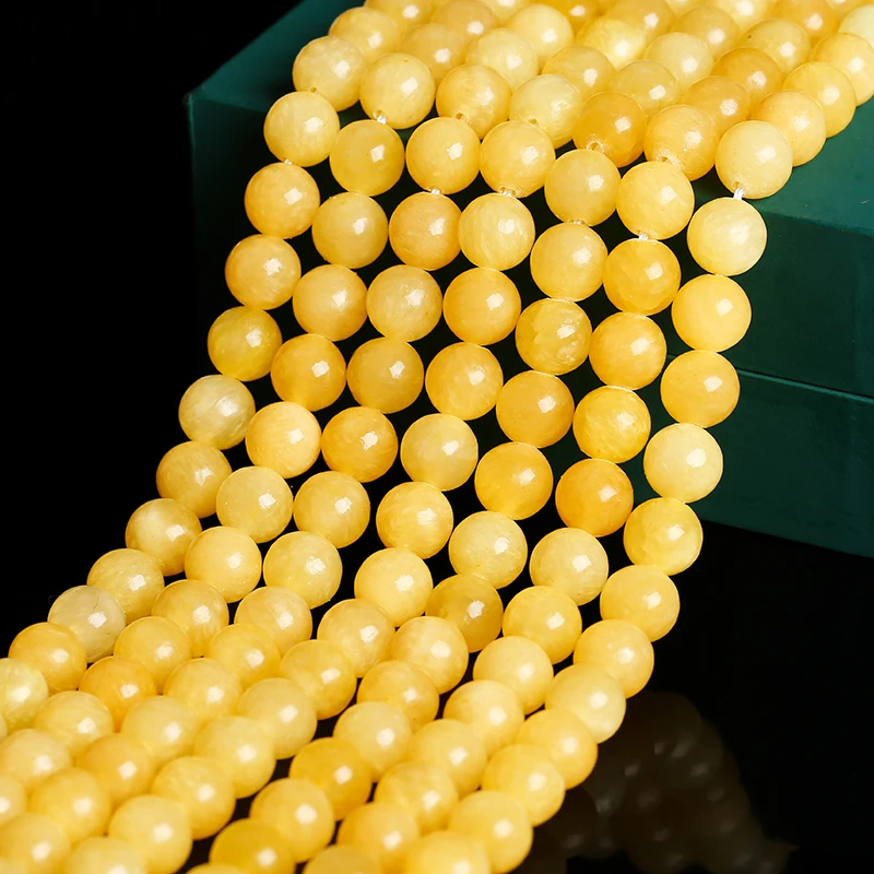 Pedra natural amarelo jade grânulo redondo solto espaçador jasper grânulo 4 6 8 10mm para fazer jóias diy colar pulseira acessórios