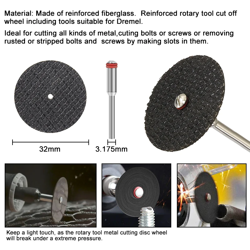 CMCP 101/102pcs แผ่นตัดโลหะสําหรับเครื่องบด Dremel โรตารี่เครื่องมือใบเลื่อยวงเดือน Mandrels แผ่นตัดขัด