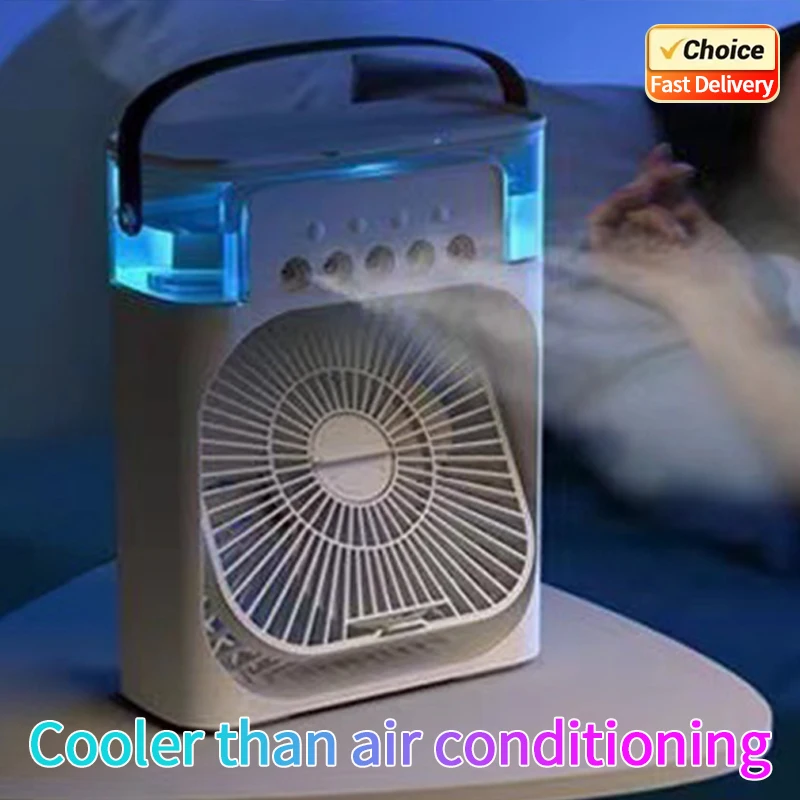 Nuevo ventilador portátil 3 en 1, aire acondicionado, Mini enfriador de aire para el hogar, luz LED nocturna, humidificador, ventilador de ajuste de aire, ventilador para oficina y hogar