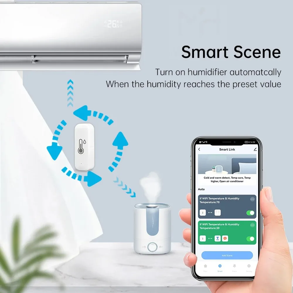 Tuya WiFi 温度と湿度センサー 2 ピース セキュリティ ホーム オートメーション 屋内ベビー モニタリング 温度計 Alexa G と連携