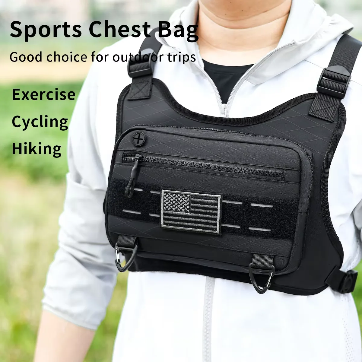 Bolsa de peito masculina de um ombro crossbody bolsa grande capacidade esportes ao ar livre e lazer moda pequena bolsa de ombro grande capacidade
