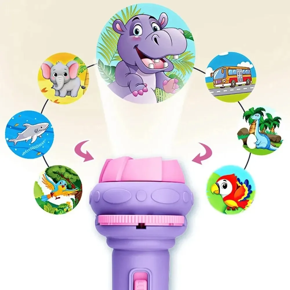 10-Karten-Cartoon-Projektions-Taschenlampe, 80 Muster, kreative Kinder-Taschenlampe, Spielzeugprojektor, Babyspielzeug, Gute-Nacht-Geschichten-Buch-Spielzeug