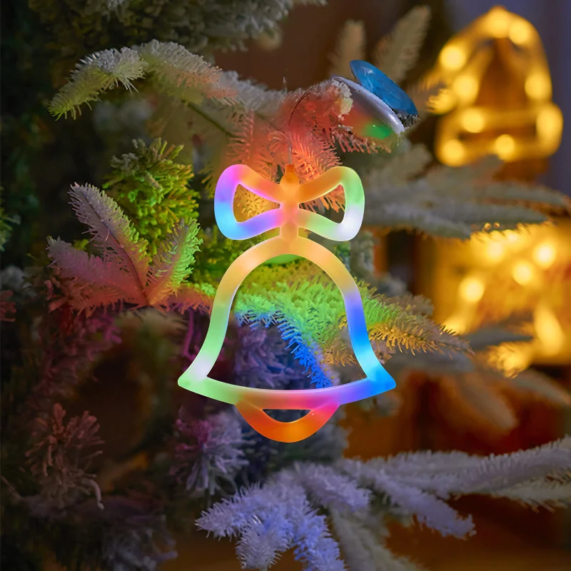 Christmas Window Lights, Battery Powered, Snowflake & Jingle Bell & Stocking Shaped with Suction Cup for Xmas, Holiday, Decor