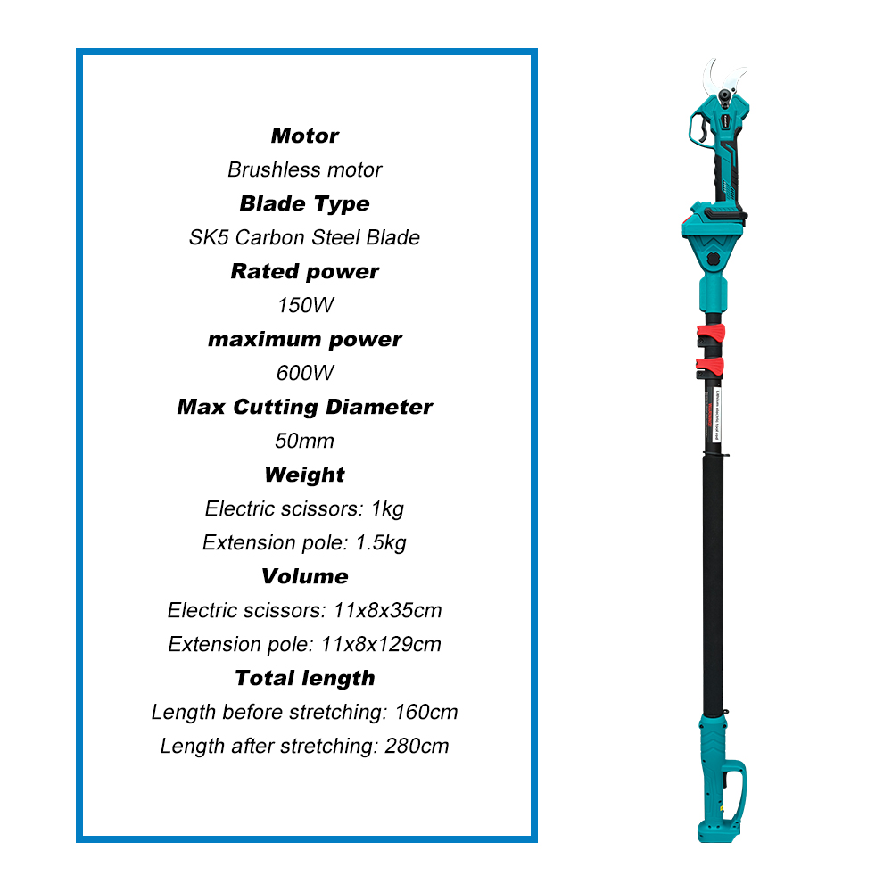 Kamolee 50 mm bürstenlose kabellose elektrische Schere, Gartenschere, Gartenschere, effizienter Obstbaum-Bonsai-Beschneider, Astschneider
