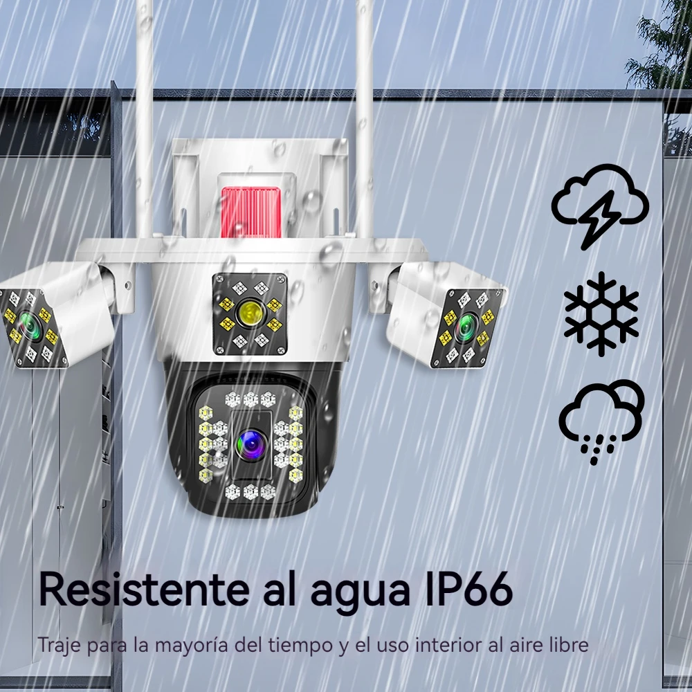 Linook 12MP 6K 3 lentes WiFi cámara de vigilancia CCTV cámara WiFi al aire libre cámara IP, protección de seguridad PTZ
