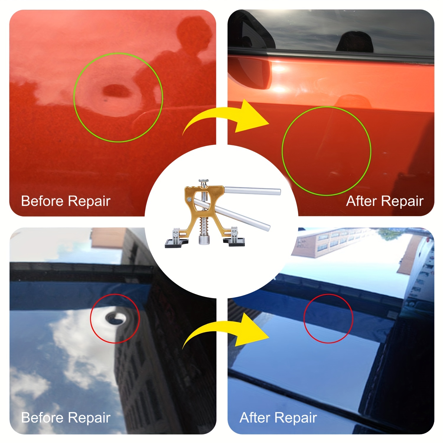 Kit de reparo de amassados de corpo automotivo, extrator de amassados de carro com extrator de amassados do corpo automático para remoção de amassados menores e remoção profunda de amassados