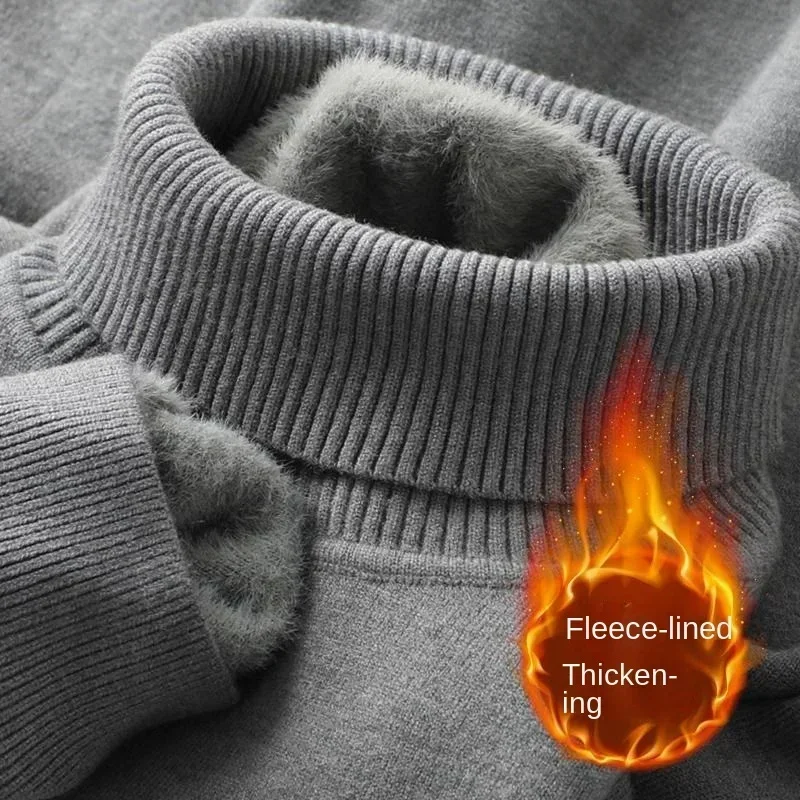 Herbst Winter herren Rollkragenpullover Gestrickte Samt Warme Langarm Pullover Im Freien Kalt-proof Casual Bluse Basis Pullover