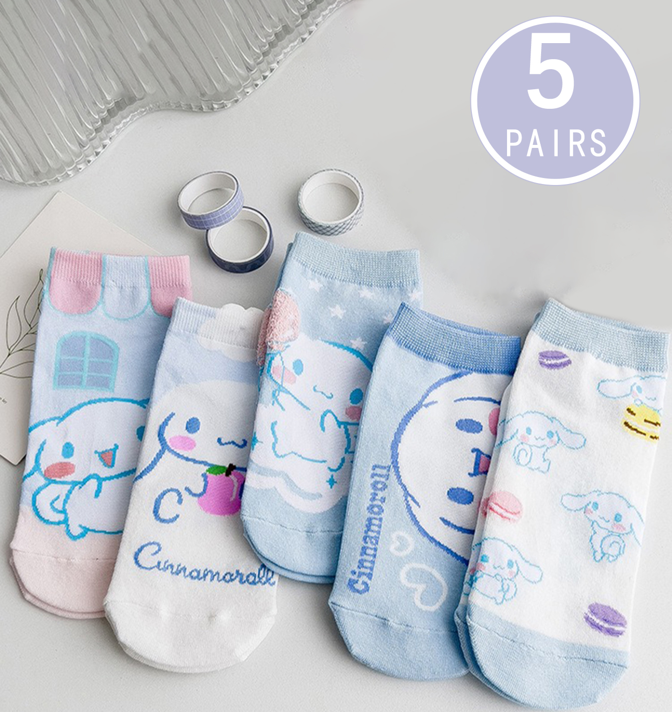 Sanrios innovative und süße Damen-Cartoon-Kurzsocken sind hochwertige, bequeme, weiche und atmungsaktive Geschenksocken