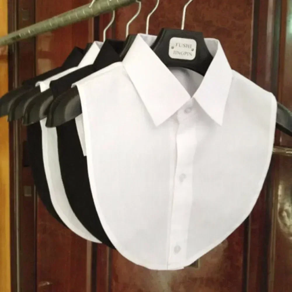 Blusa de encaje de algodón con cuello falso para mujer, blusa Vintage lisa desmontable con cuello de camisa, blusa con solapa falsa, accesorios de ropa para mujer