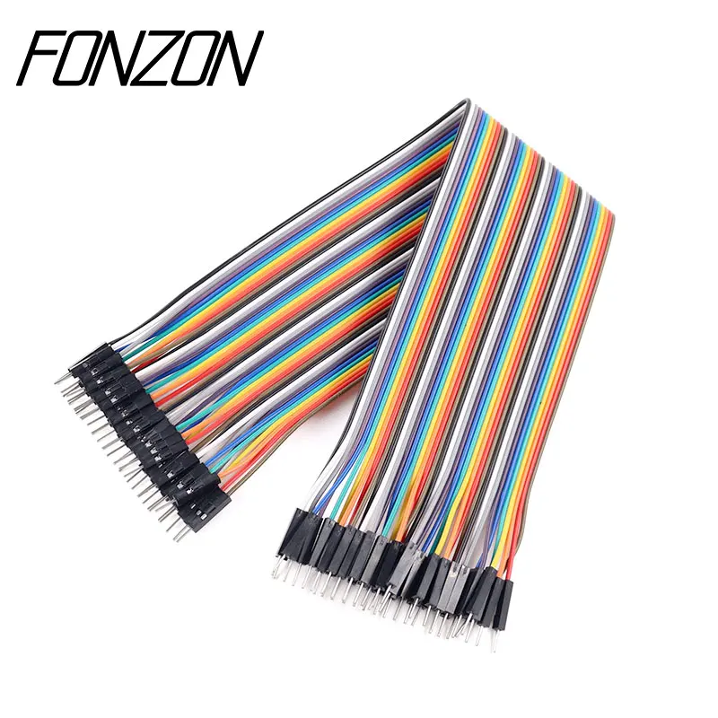 Cables de puente para placa de pruebas, 10-40cm, 10-40 pines, longitud opcional, Kit surtido de cables Dupont, Cables de cinta multicolores hembra a macho