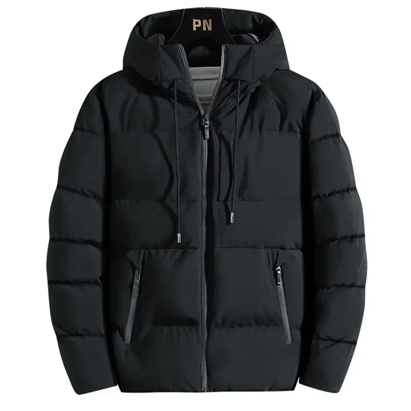 Inverno jaqueta masculina outono quente moda engrossado algodão acolchoado jaquetas com capuz casacos casuais masculino à prova de vento plus size sólido outwear