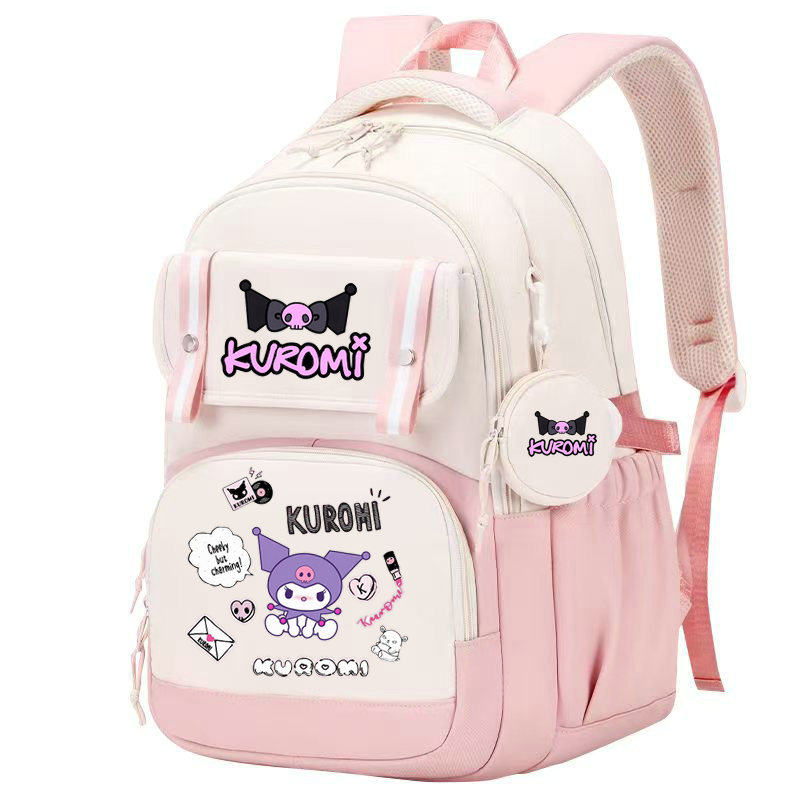 Kuromi dos desenhos animados mochila para meninas meninos adolescente crianças mochila com bolsa de moedas sacos escolares casuais mochilas de viagem
