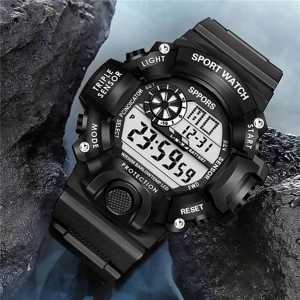 Reloj YIKAZE Y73 para hombre, reloj de pulsera electrónico deportivo Digital, reloj deportivo multifuncional resistente al agua con alarma luminosa para hombre