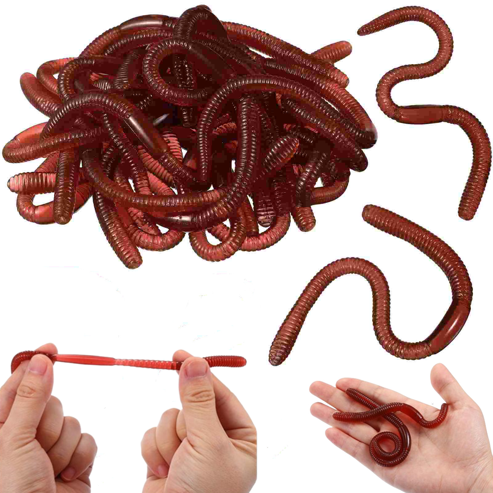 10 Uds. De insectos simulados, juguete de lombriz de tierra, suelo de goma suave, accesorios de dragones, accesorios para fiesta de Halloween, gusanos, juguetes de broma, regalo para niños