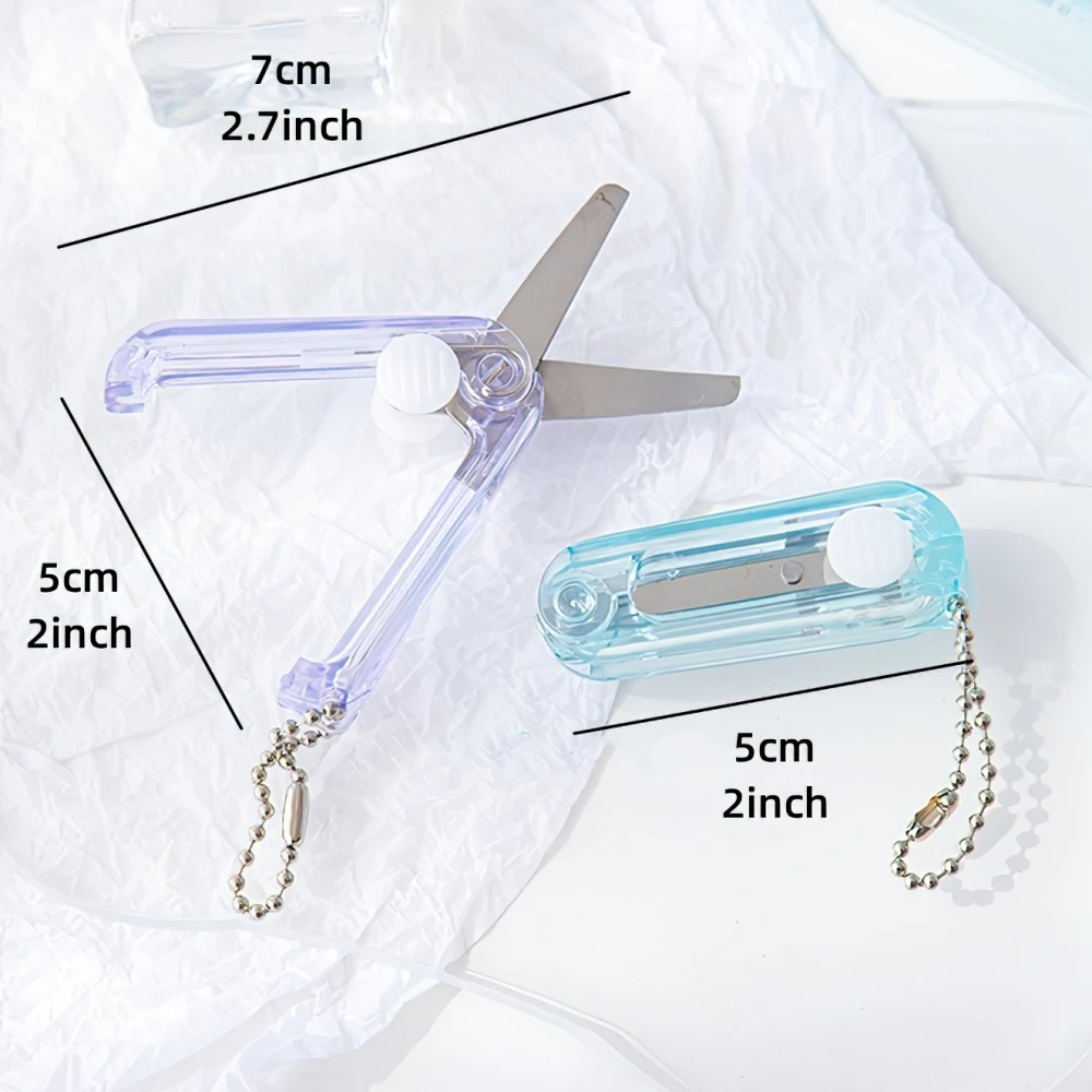 Portable Mini Transparent Scissors Clear Fold Type Safe Cutter with Stainless Steel Blade for Paper - Utility Knife A7483